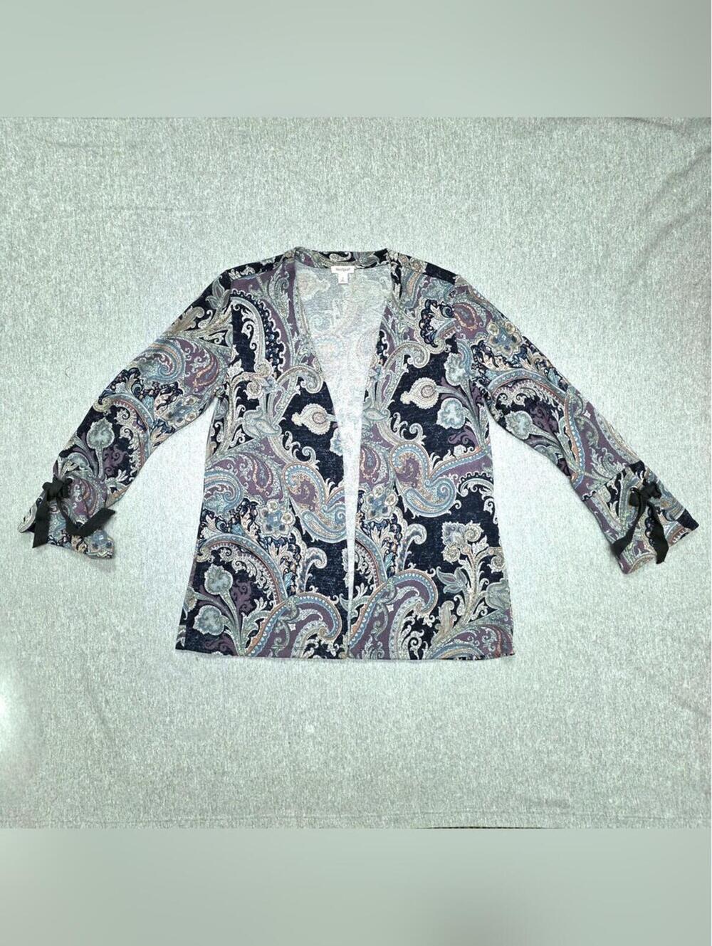 Westport Bohemian Paisley Flare Sleeve Open Cardigan - sz Sm